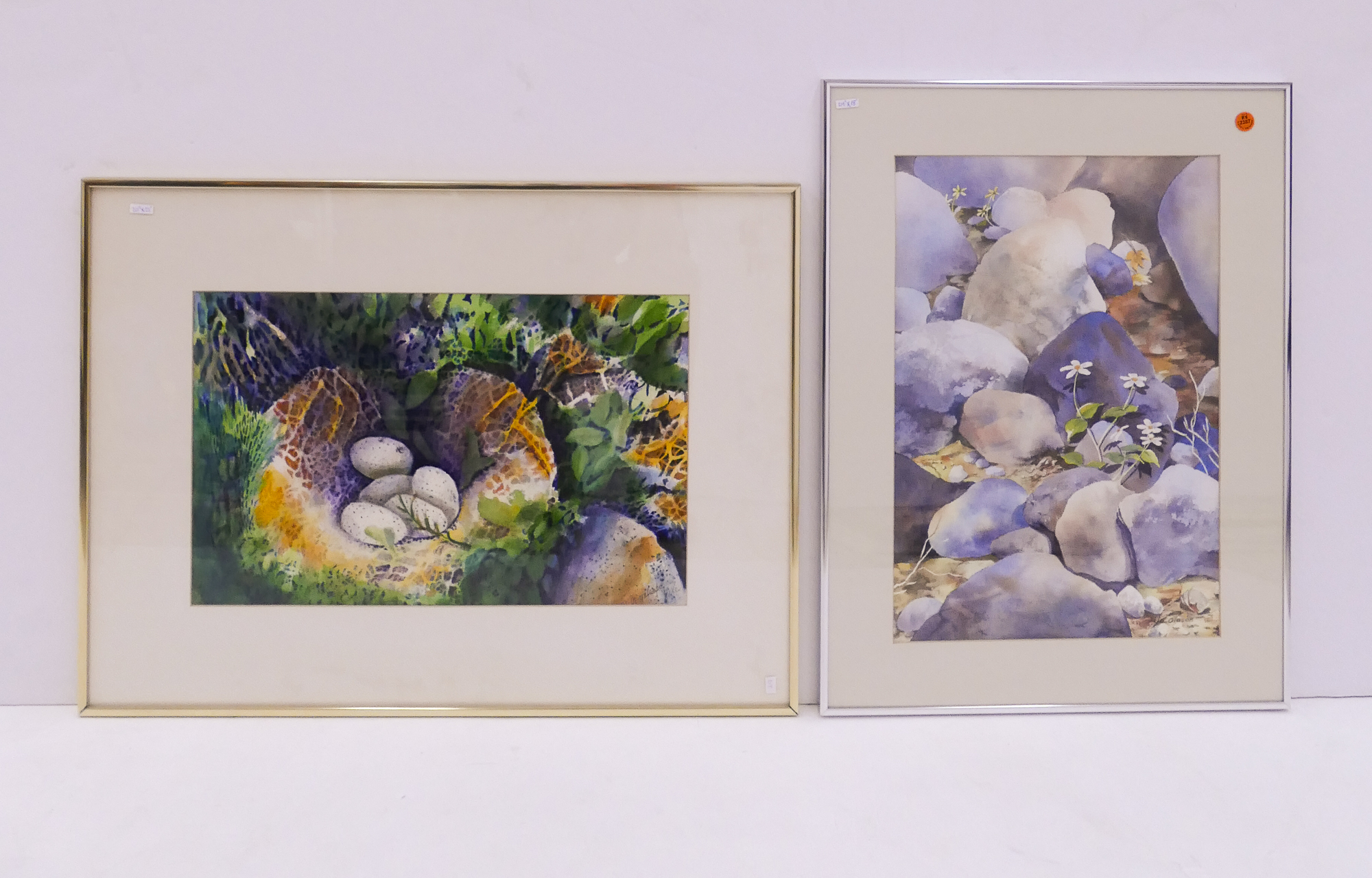 Appraisal: pc NW Floral Watercolors Framed - Jo Olason Colleen Gustaferro-