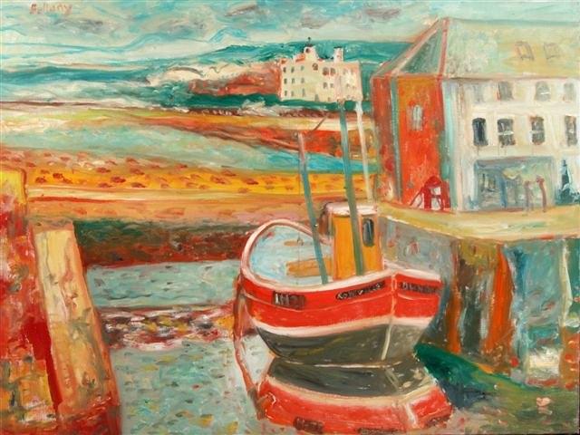 Appraisal: JOHN BELLANY b - A fishing boat moored at a