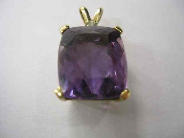 Appraisal: Amethyst Diamond Pendant carat gem with diamond above in k