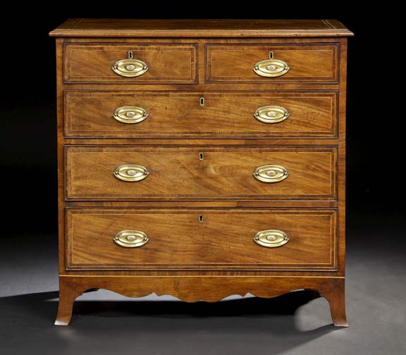 Appraisal: George III Mahogany Chest early th century the rectangular top