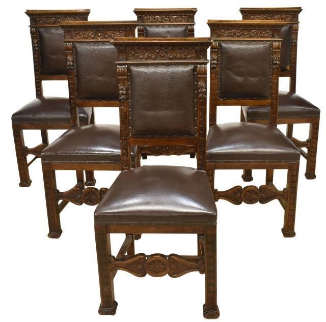 Appraisal: lot of Italian Renaissance Revival walnut dining chairs early th