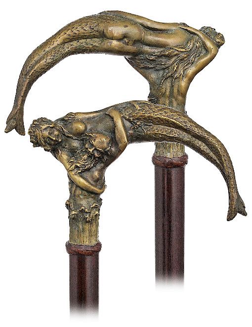 Appraisal: Knob Kerrie Figural Art Nouveau Cane -Ca -Well modeled bronze