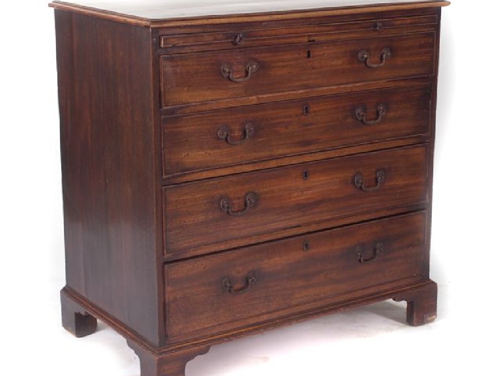 Appraisal: GEORGE III MAHOGANY CHEST OF DRAWERS the moulded rectangular top