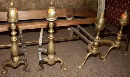 Appraisal: Two pairs of Chippendale style brass lemon top andirons Estimate