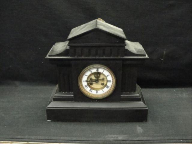 Appraisal: Victorian Black Marble Mantel Clock From a Queens NY estate