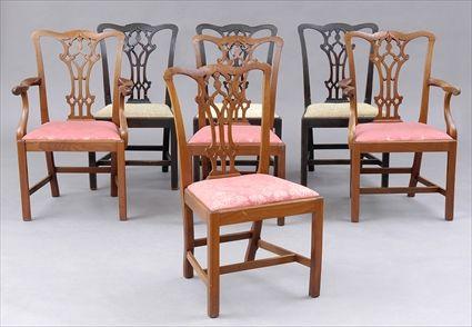 Appraisal: SET OF SEVEN GEORGE III MAHOGANY DINING CHAIRS Including armchairs