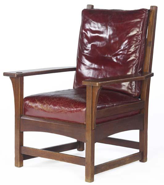 Appraisal: L AND J G STICKLEY Deep armchair no with its