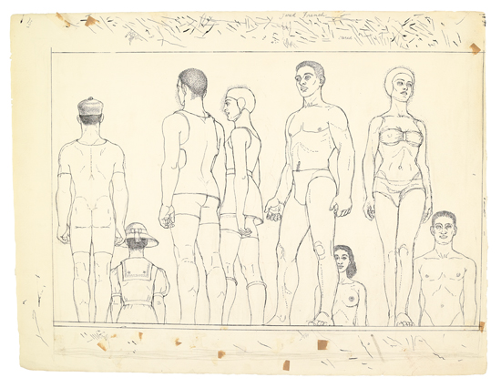 Appraisal: JARED FRENCH Bathers Pen and black ink and pencil on