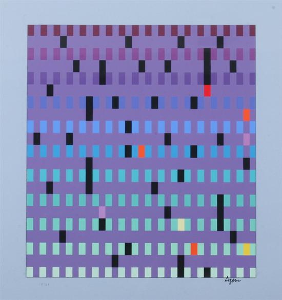 Appraisal: YAACOV AGAM Israeli b PURPLE GRID signed and numbered lower