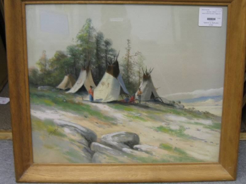 Appraisal: E T GIBBS AMERICAN TH CENTURY Indian encampment by the