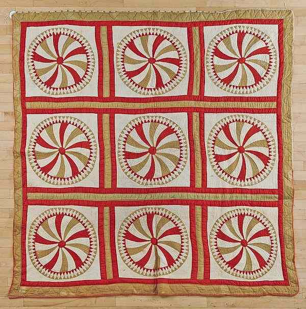 Appraisal: Pieced pinwheel pattern quilt th c