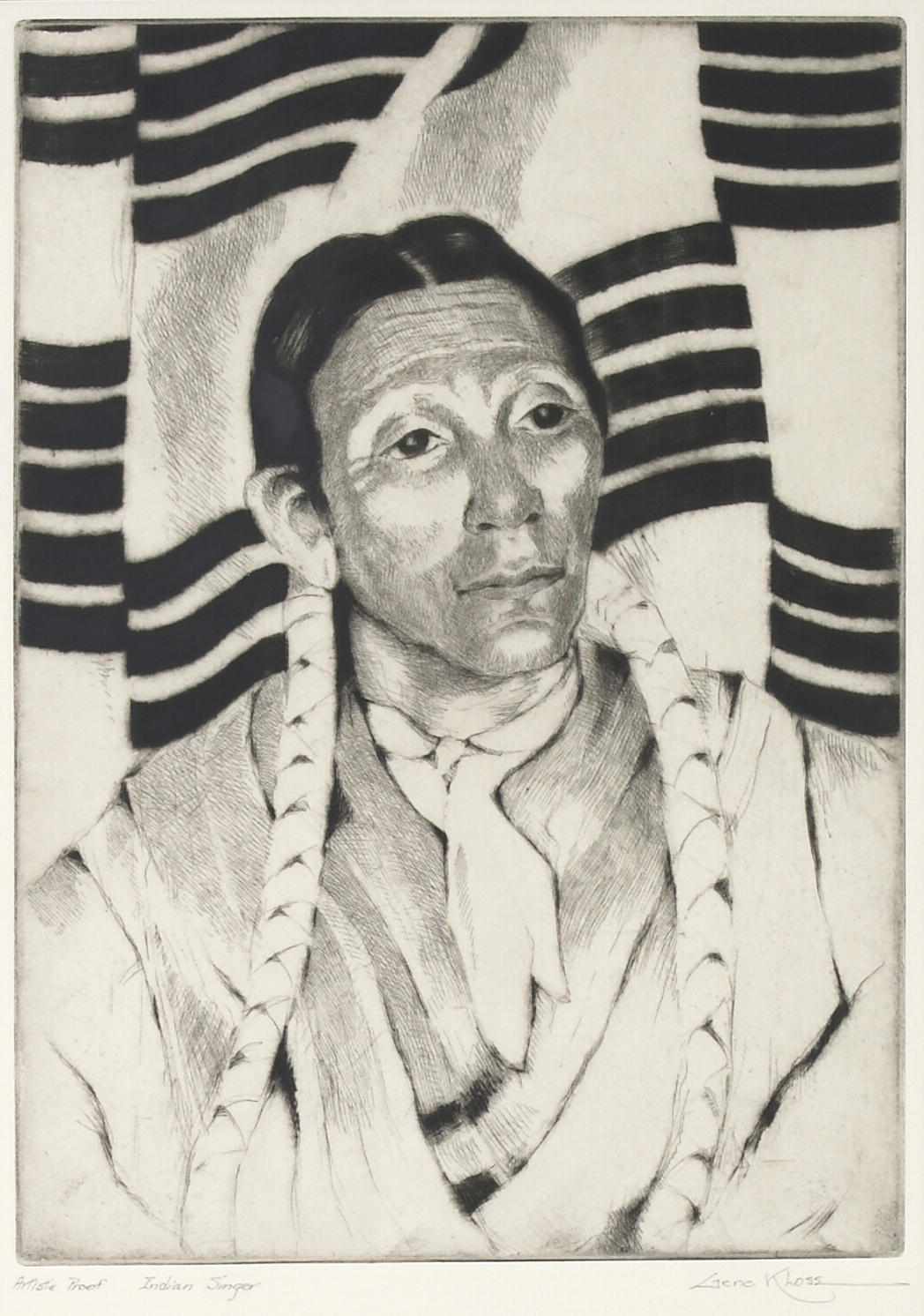 Appraisal: Gene Kloss American - Indian Singer K Etching and drypoint