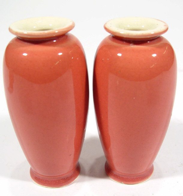 Appraisal: Pair of Ault pink glazed pottery vases impressed factory marks