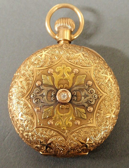 Appraisal: Hunter cased multi-colored gold pocket watch by Waltham the case