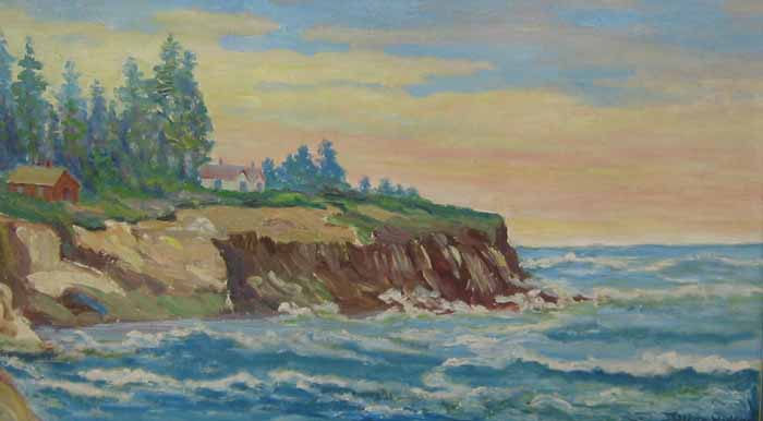 Appraisal: OSCAR HUKARI Finland Oregon - Oil on masonite Pirates' Cove