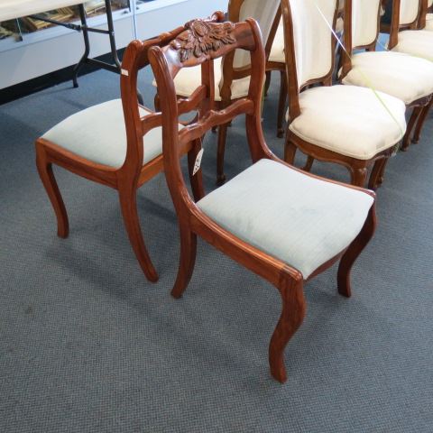 Appraisal: Pair of Carved Mahogany Side Chairs rose decor