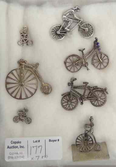 Appraisal: Lot of sterling silver jewelry bicycle related Good cond