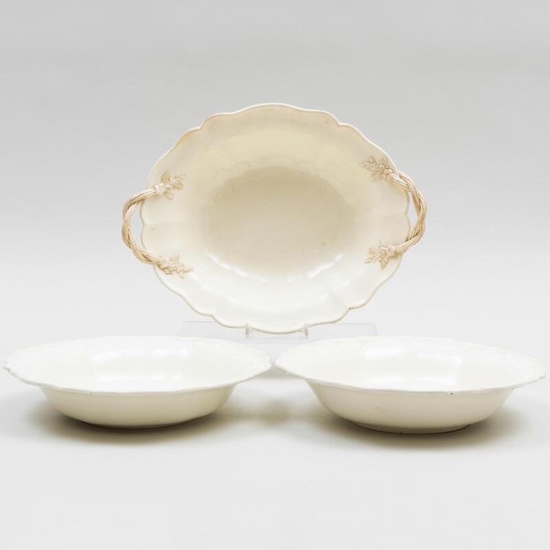 Appraisal: Group of Three English Creamware Serving Pieces Unmarked Comprising A