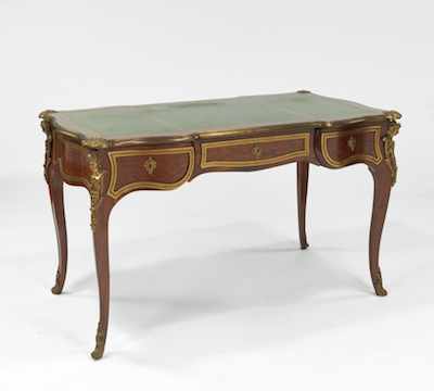 Appraisal: Louis XVI Style Ormolu Mounted Writing Desk Leather and gilt