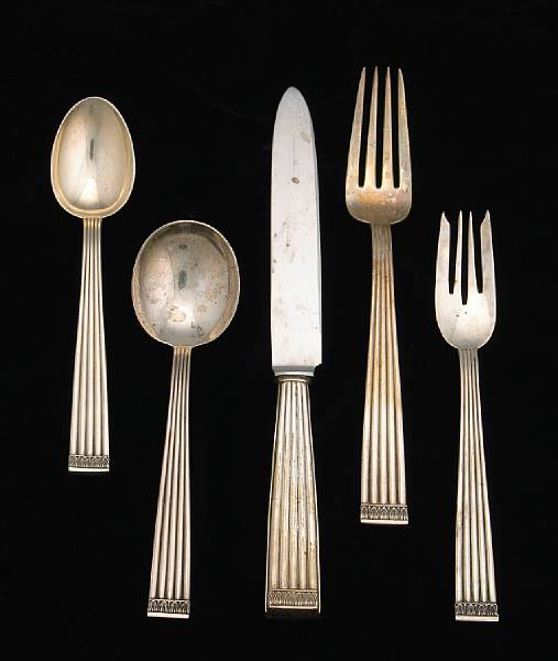 Appraisal: An Italian sterling partial flatware setBuccellati MilanRigato Comprising - in