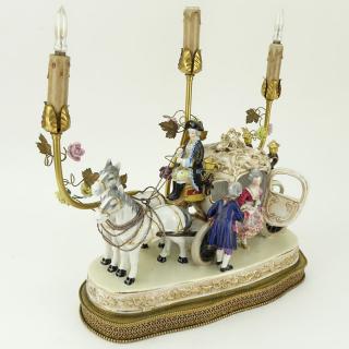 Appraisal: Vintage Dresden Porcelain Horse Drawn Carriage Group Now As A