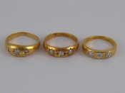 Appraisal: A mixed lot comprising three antique hallmarked carat gold three