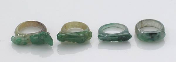 Appraisal: A collection of four jade rings