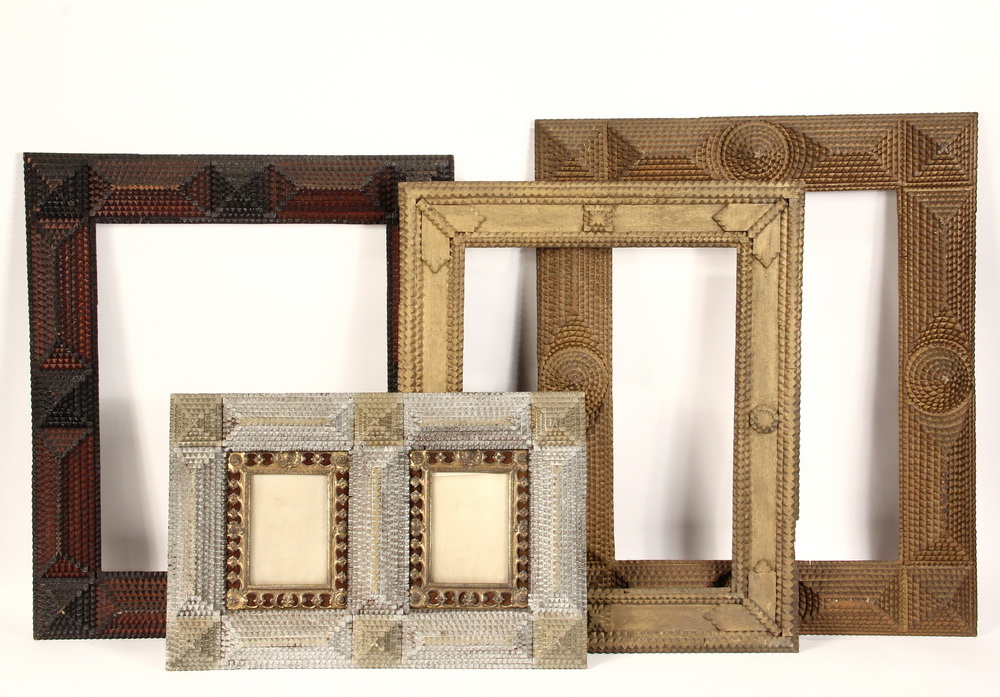 Appraisal: TRAMP ART FRAMES - th c Tramp Art Frames in