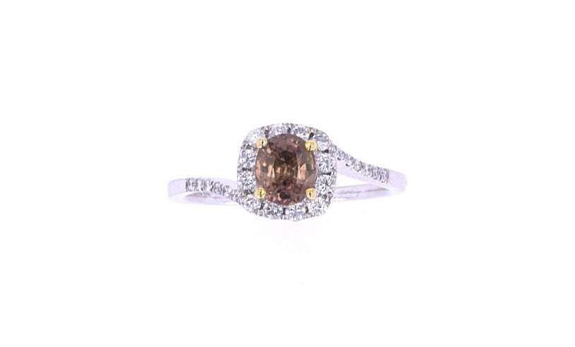 Appraisal: Padparadscha Sapphire Diamond Platinum Ring Featured in this lot is