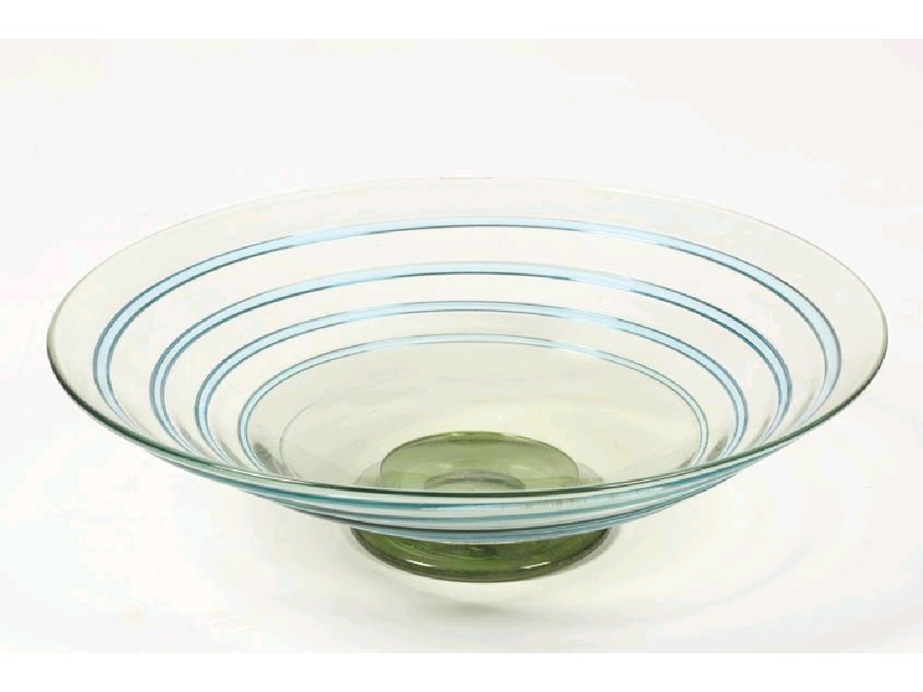 Appraisal: BARNABY POWELL FOR WHITEFRIARS A BROAD PALE GREEN GLASS BASIN