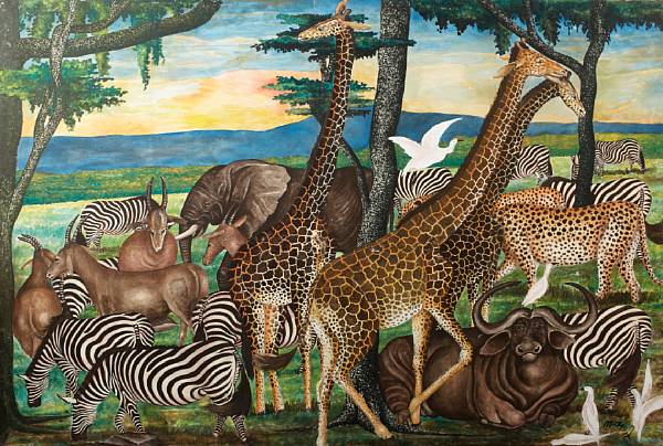 Appraisal: Artist Unknown Kingdom Animalia signed indistinctly lower right acrylic and