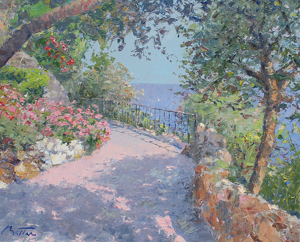 Appraisal: BITTAR Pierre French - Italian Coastal Path with Mediterranean View