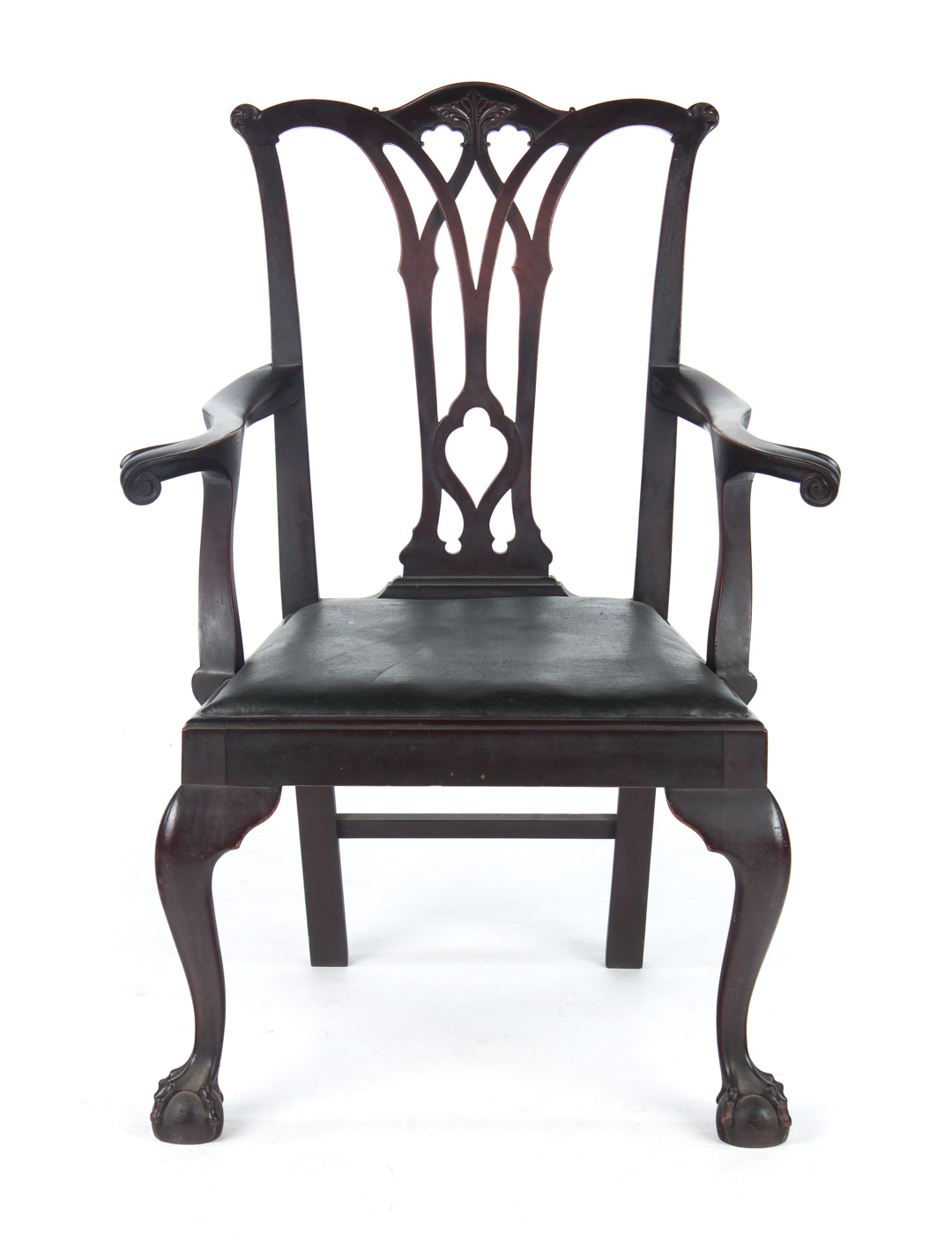 Appraisal: Chippendale style mahogany armchair late th century serpentine crest rail