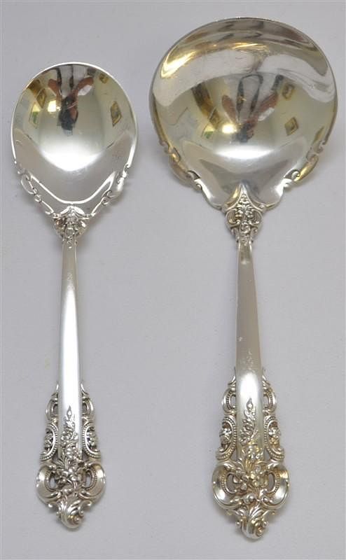 Appraisal: pc WALLACE STERLING GRAND BAROQUE LADLE SUGAR Two Wallace Sterling