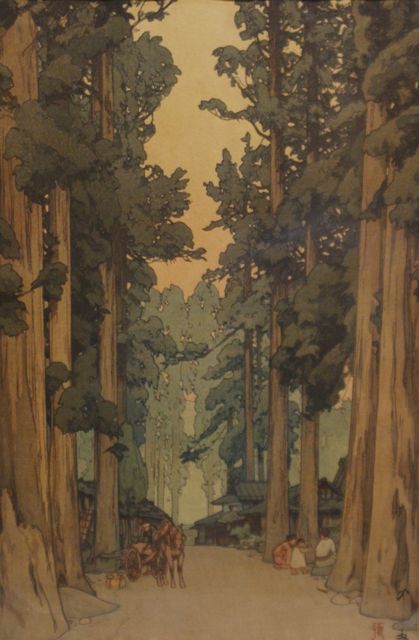 Appraisal: Hiroshi Yoshida Japanese - Criptomeria Avenue woodblock print signed 'Hiroshi