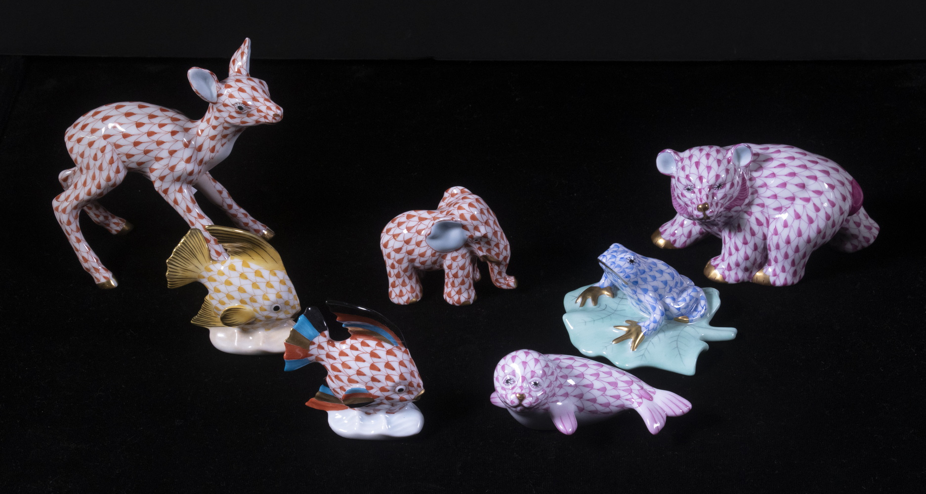 Appraisal: HEREND PORCELAIN ANIMALS Lot of Hungarian Hand Painted Porcelain Figurines