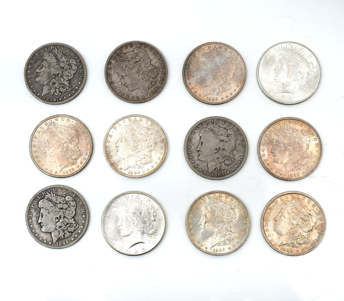 Appraisal: PIECE MORGAN AND PEACE SILVER DOLLARS Comprising - - -