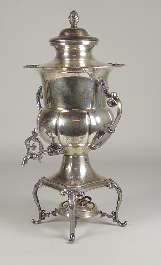 Appraisal: Silverplate Hot Water Urn Early th Century Classical style urn