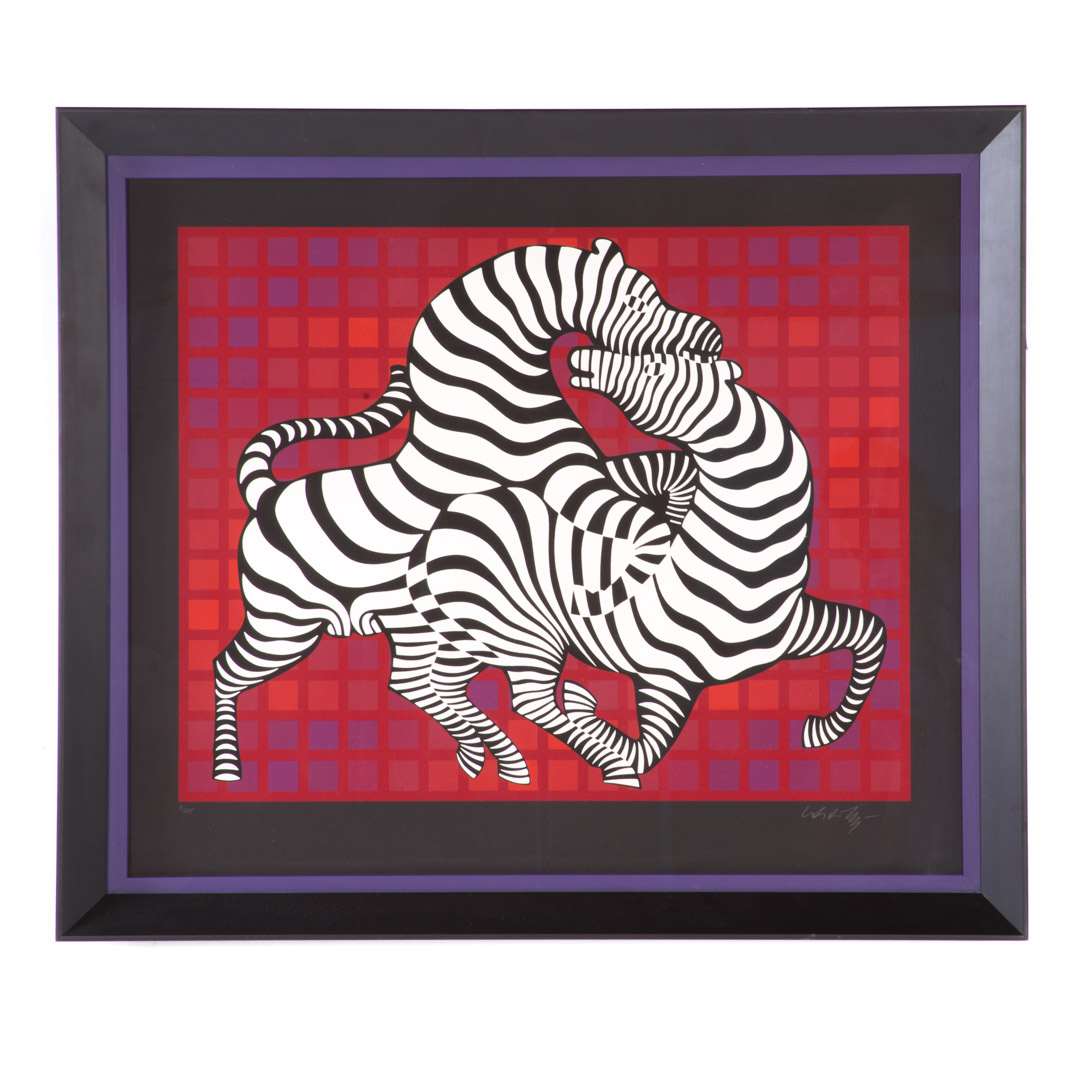 Appraisal: Victor Vasarely Playful Zebras serigraph Hungarian French - ed signed