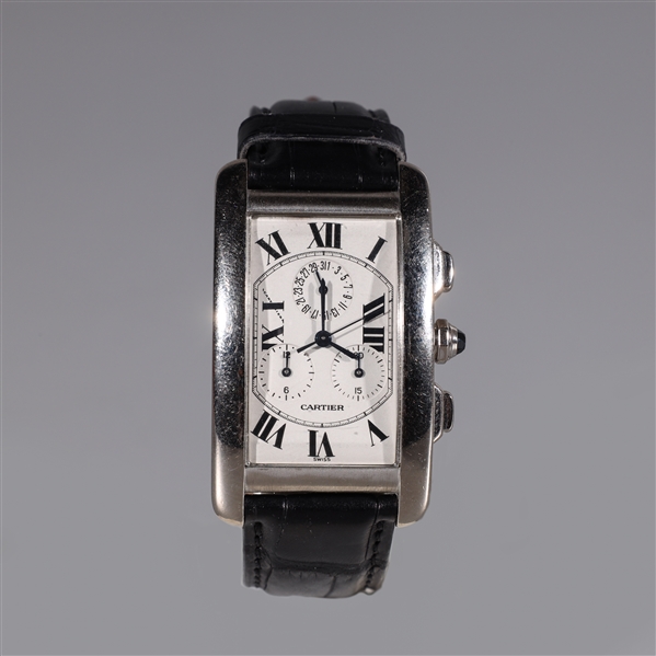 Appraisal: k white gold Cartier Tank Americaine chronograph watch quartz movement