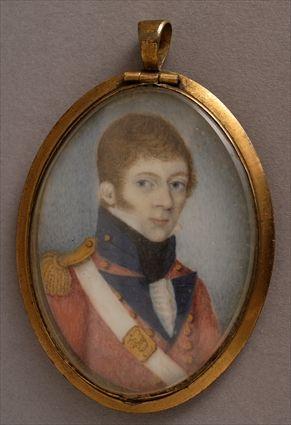 Appraisal: CONTINENTAL OVAL PORTRAIT MINIATURE OF A YOUNG OFFICER Watercolor on