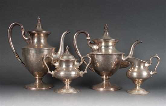 Appraisal: American Federal style assembled sterling silver coffee and tea service