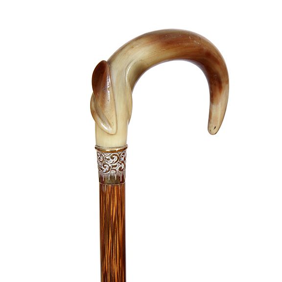 Appraisal: Victorian Horn Dress Cane Ca - A shaped and carved