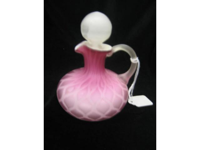 Appraisal: Pink Satin Art Glass Cruet diamond quilted M O P