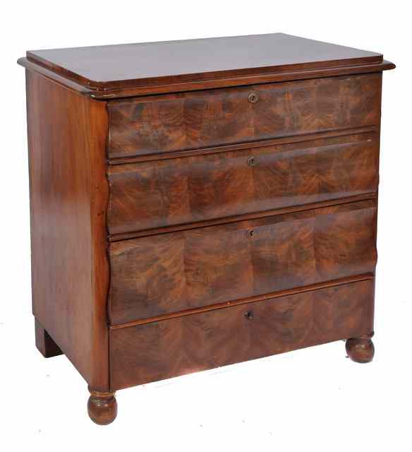 Appraisal: A FRENCH MAHOGANY COMMODE with four long drawers each with