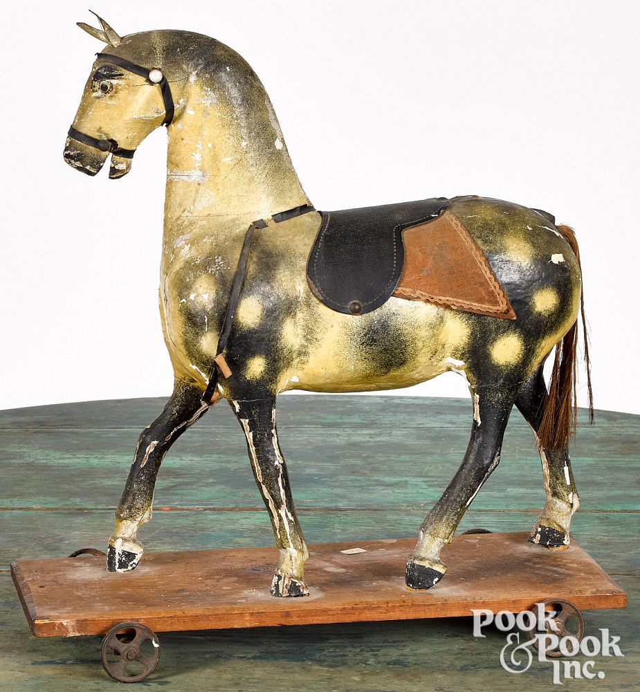 Appraisal: Painted horse pull toy ca Painted horse pull toy ca