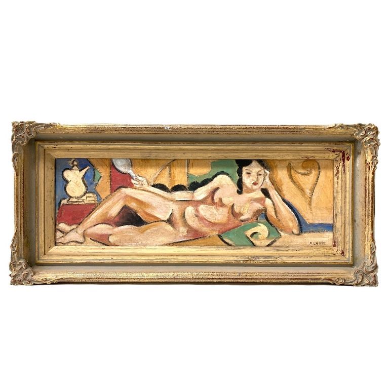 Appraisal: French School Reclining Nude French School Reclining Nude oil painting