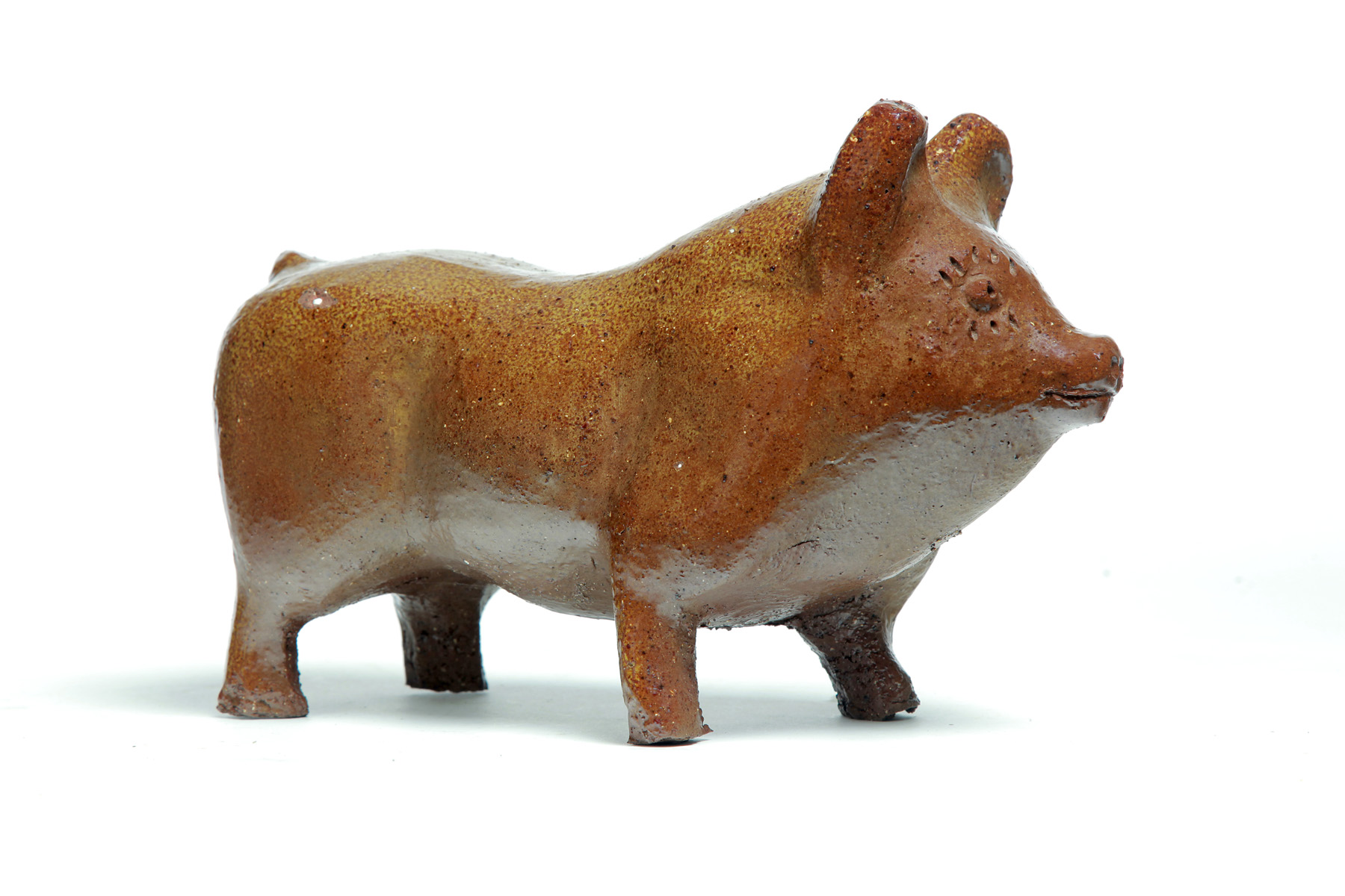 Appraisal: OHIO SEWERTILE PIGGY BANK Early th century Large standing pig