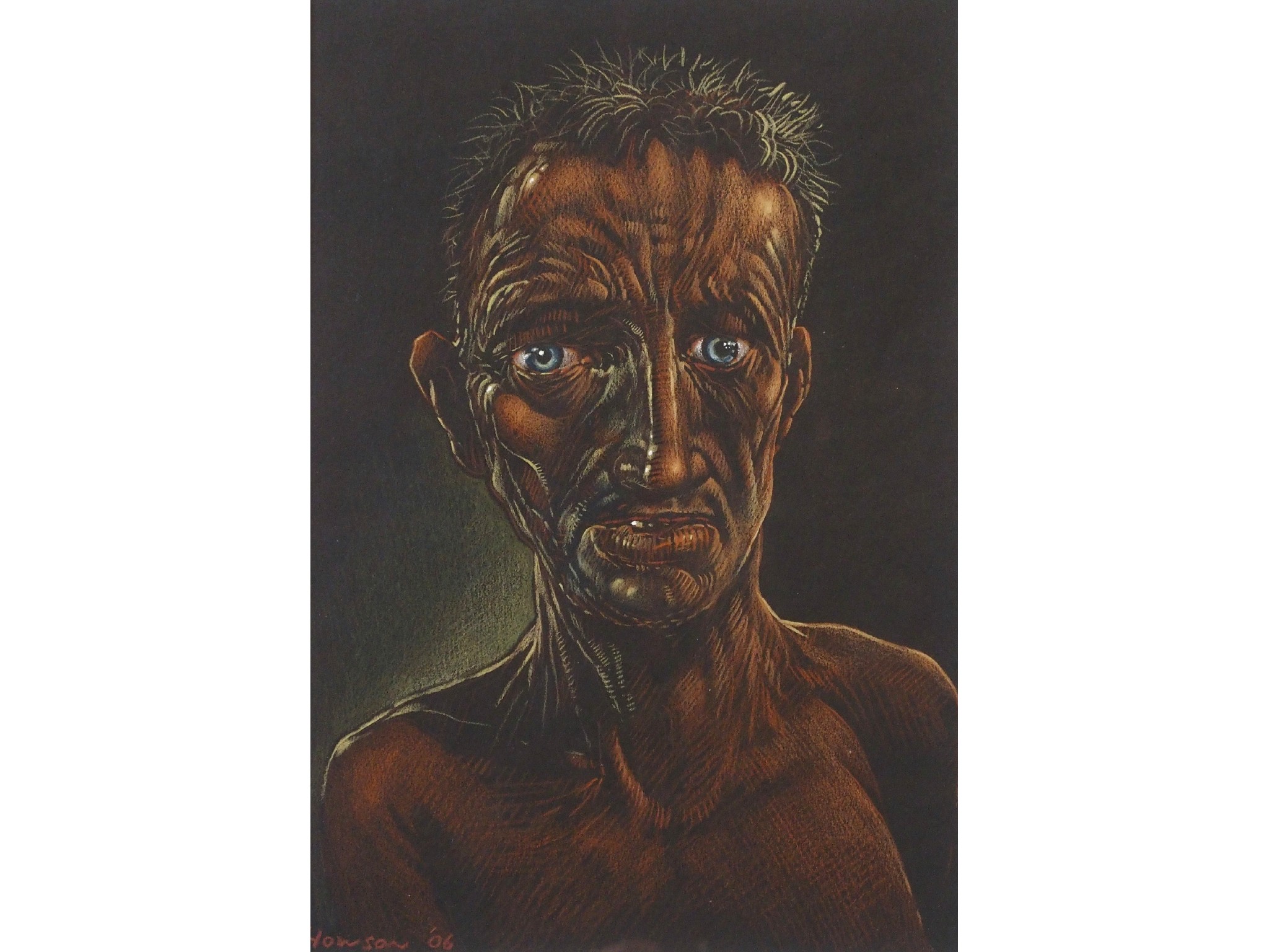 Appraisal: PETER HOWSON OBE Scottish b THE VISIONPastel and gouache signed