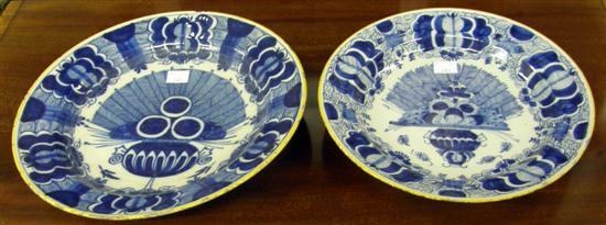 Appraisal: TWO DUTCH DELFT BLUE AND WHITE PLATES th Century -